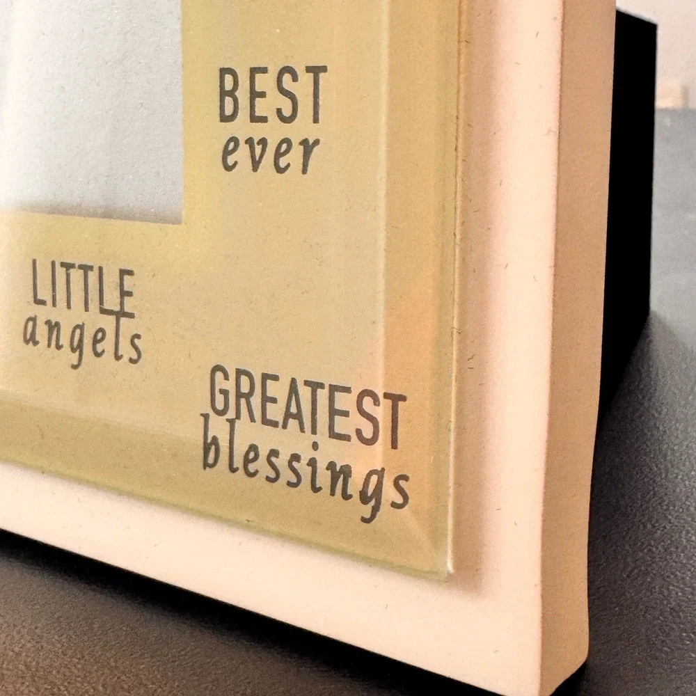 New ELSA INC Grandkids 4x6 Photo Frame Beige White Acrylic Desktop‎ Display